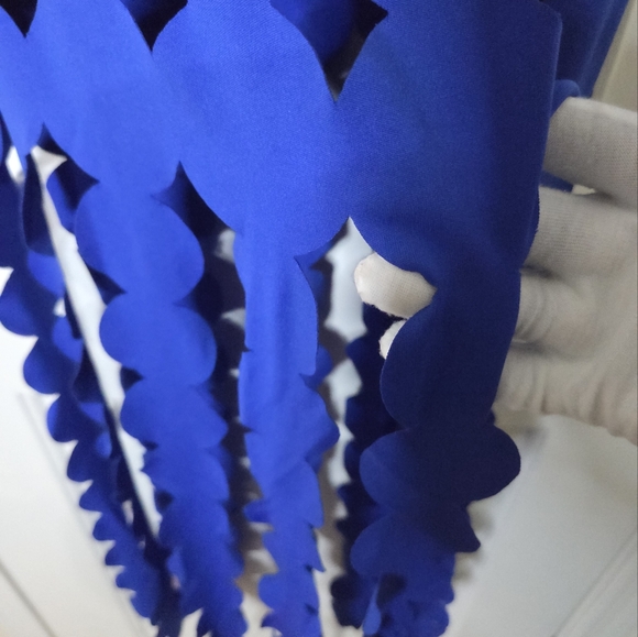 *Womens Hollow Sleeveless Backless Cutout Fringe Bodycon Dress Top Blue Sz Large - Picture 9 of 10